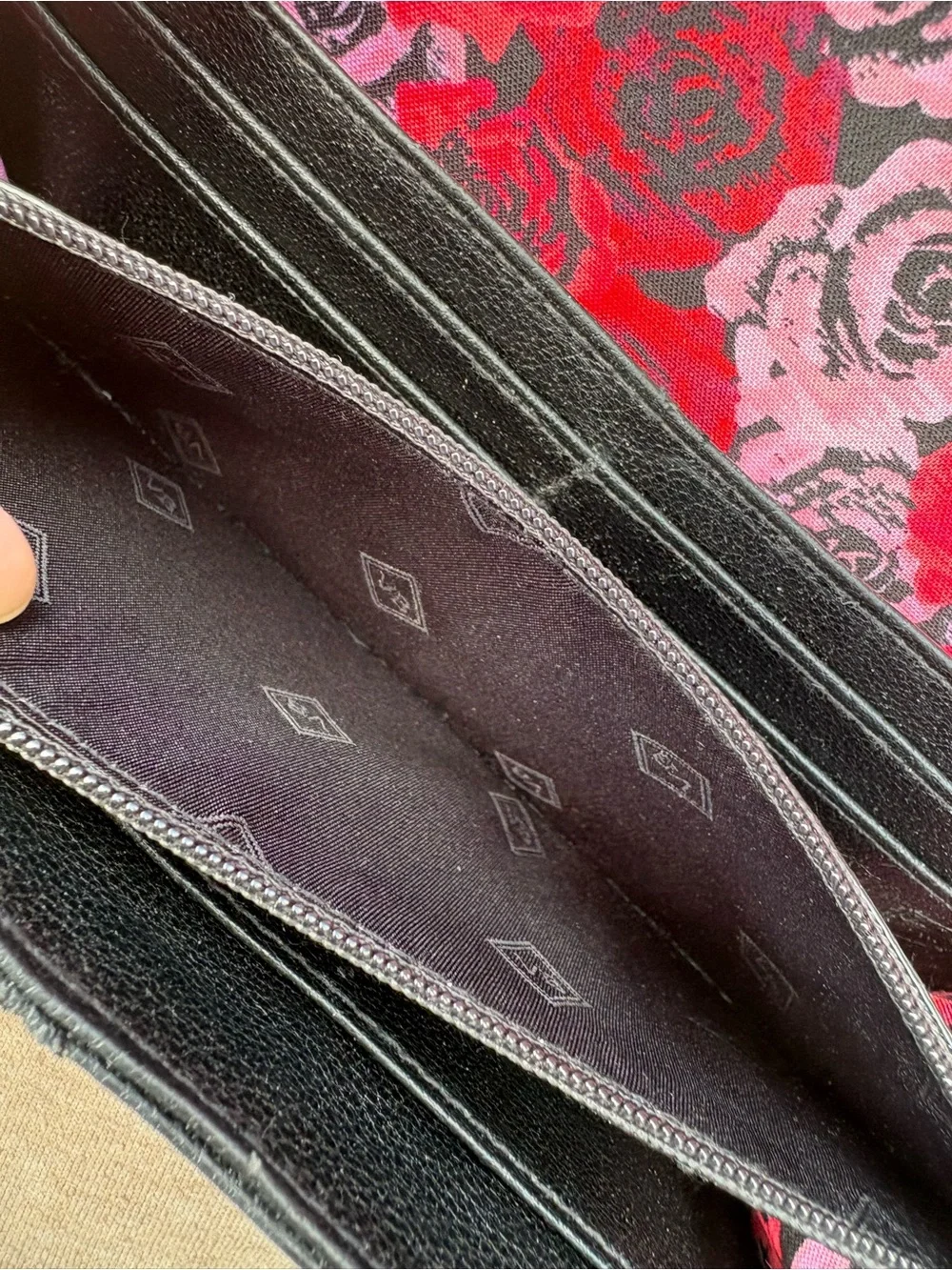 Vera Bradley Black Fold-Over Wallet with Multicolor Polka Dots